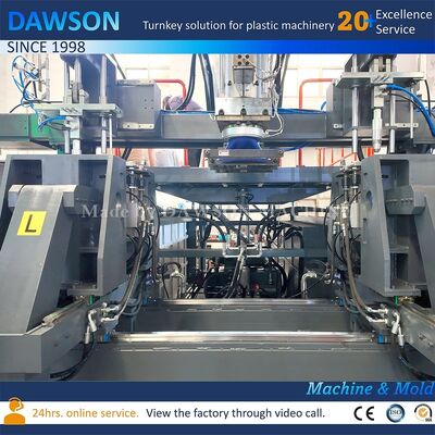 4 منطقة التدفئة المسمارية آلة صناعة الصب البلاستيكية HDPE جريكان زجاجة خط إنتاج قوة الالتصاق 270 KN تكنولوجيا