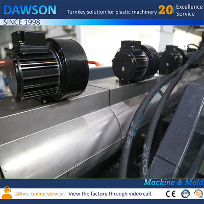 138 كيلو واط قوة تسخين لولبية 5 لتر 10 لتر جيرى كان HDPE نفخ صب آلة قولبة بالنفخ بالبثق مزدوجة المحطة شوط فتح القالب 250-600 ملم